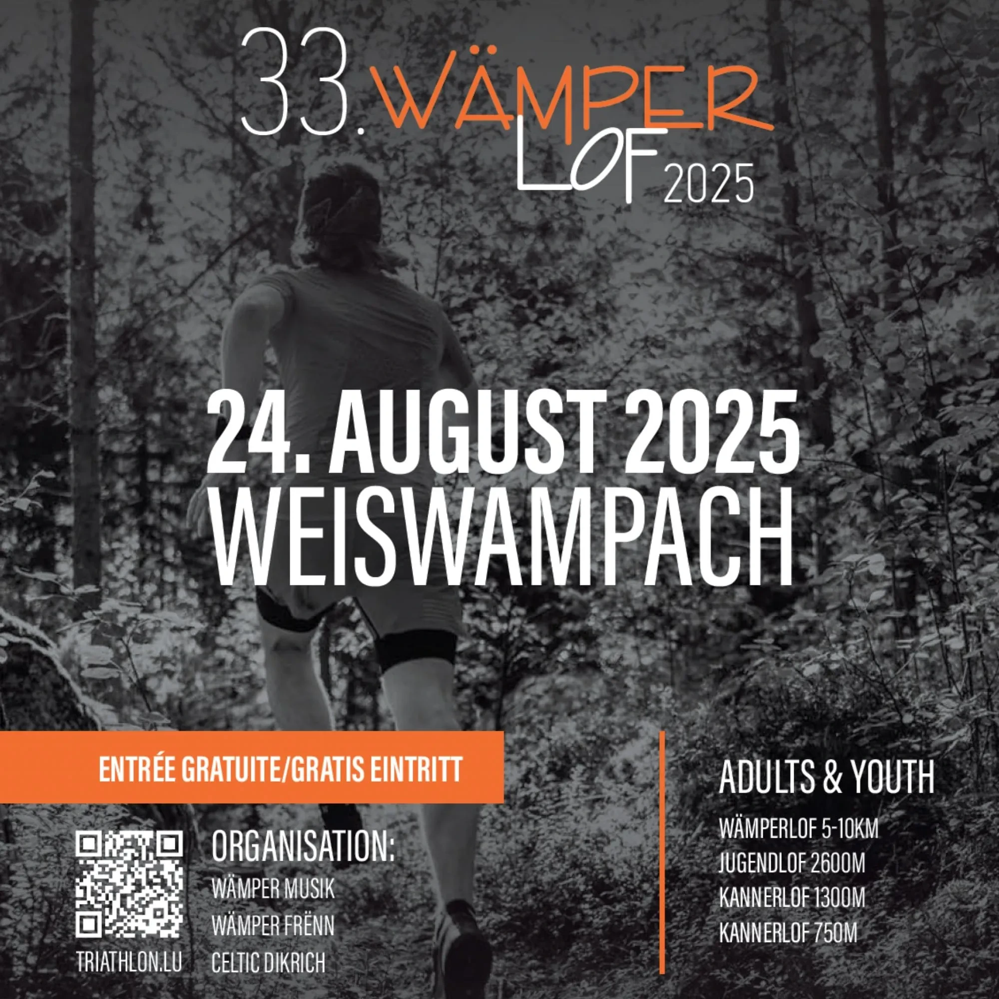 Affiche course Wämper Lof 2025, 24 août Weiswampach.