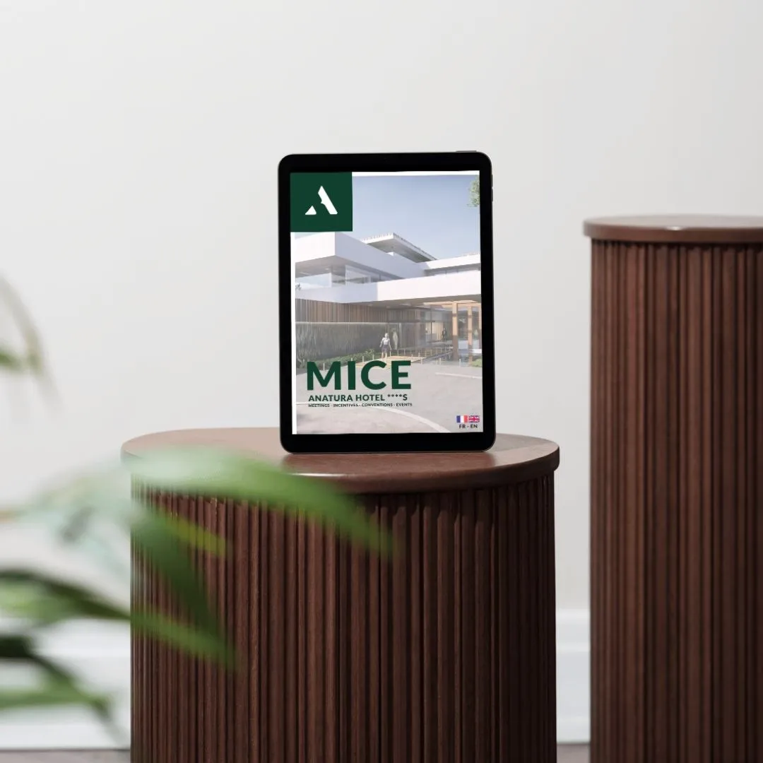 Tablette affichant la brochure de l'hôtel Anatura.